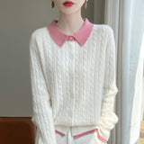 Wool Blended 2026 Autumn And Winter New Women's POLO Collar Small Mahjong Short Warm Knitted Open Shirt Over Jacket