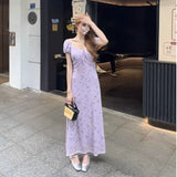French Floral Short-Sleeved Dress Woman 2025 Summer New Temperament To Show Thin Bubble Sleeve Tea Breaker Dress