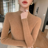 Line Ready-Upwear Wool Blending 2026 Autumn And Winter New High-Necked Solid Color Set-Up Bottom Knitting Shirt