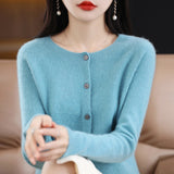 Wool Blended 2026 Autumn And Winter New Women's Round Collar Short Line Ready-Up Knitted Open Coat Coat Top 5