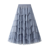 Heavy Industry Nail Pearl Cake Dress Net Yarn Half-Dress Fairy Dress High Waist Dress 1220
