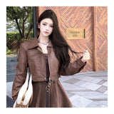 Set Of Women 2025 Spring And Autumn Korean Hottie Short Jacket Jacket Jacket Jacket Belt Sling Dress Two Sets