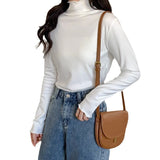 Winter White Wood Ear Half-High Collar In The Bottom Shirt Women 2026 Autumn And Winter New Leisure Blouse