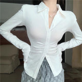 French Gray Stew Stew Stew Jk Shirt Women Spring Design Long-Sleeved Shirt Bottom Shoulder