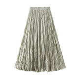 Light Luxury Light Pressure Folded Skirt Women's Spring And Autumn New Station Big Swing Thin Folded A Skirt 0323