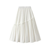 Design Sense Of Irregular White Skirt New Drawstring Long A-Shaped Skirt Women Spring 0194