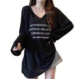Medium-Long V-Neck Hooded Thin Hoodie Women's Summer 2025 New Loose Long-Sleeved T-Shirt On The Shoulder