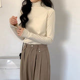 Winter White Wood Ear Half-High Collar In The Bottom Shirt Women 2026 Autumn And Winter New Leisure Blouse