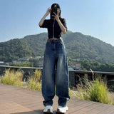 Fashion Scissor Jeans Women's Large Size 2025 Spring And Summer New Pear-Shaped Body High-Rise Loose Loose Thin Leg Pants