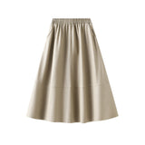 Simulation Leather Retro Style Skirt Long Half Skirt Female High-Waist A Skirt Temperament Umbrella Skirt 1839