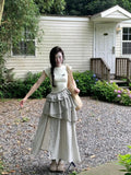 Gentle Multi-Layer Dress Design Dress Women's Summer Han Dai New Commuting Skirt Apricot Cake Long Skirt