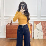 Non-Legged Horn Jeans Women Autumn And Winter 2025 Trend New Thin Elastic Hottie Design Trousers