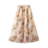 Printed Half-Body Skirt A-Word Umbrella Skirt Summer 2025 New Women's Long-Singed High-Rise Thin Spring And Autumn 1998