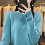 Support Quality Inspection Seamless 100% Pure Wool 2026 Line Ready-On-Line Autumn And Winter New Round Collar Knitted Bottom Sweater