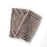 2026 Autumn And Winter Cashmere New Women Warm Thick And Cold Leakage Finger Sesame Flower Retro Coarse Knitted Gloves