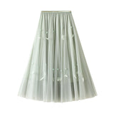 Super Fairy Half Skirt A-Character Skirt In The Long Skirt Of The Long Dress Girl Spring High Waist Feather Fluffy Skirt 0126