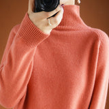 Wool Blended 206 Autumn And Winter New Short Lady Korean Version Of High-Necked Loose Solid Color Knitted Bottom Sweater