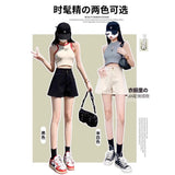 Black Denim Shorts Women Summer Thin 2025 New Large-Size High-Waisted Elastic Display Thin A-Word Broad-Legged Hot Pants