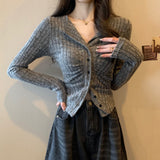 Pure Babes Knitted Cardigan Girl Spring 2025 New Design Sense Small Waist Repair Slim Thin Short Top