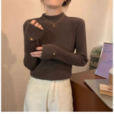Oatmeal Version Of The Half-High Collar Knitted Jersey Women's Spring And Autumn And Winter 2025 New Sweater To Keep Warm Inside The Bottom Shirt Top