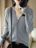 Wool Blended 2026 Autumn And Winter Women's New Loose V-Neck Solid Color Short Knitted Cardigan Jacket Sweater Spring