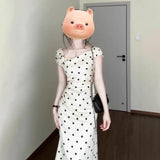 French Temperament White Wave Dot Dress Women's Summer 2025 New Three-Dimensional Flowers Pocketed And Hip Dress