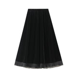 Velvet Folded Skirt Dress 2025 Autumn And Winter New Black High-Waist Temperament 100 Folded Half Skirt 6653