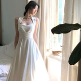 White Cross-Banded Sling Dress Women's Summer 2026 New Temperament Gentle Wind To Show Thin Neck Dress