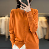 Wool Blended 2026 Autumn And Winter New Short Sweater Loose Round V Collar Solid Color Buckle Knitted Top Open Shirt Jacket