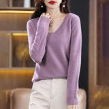 Wool Blended 2026 Autumn And Winter Women's New Short-Term With Small V-Neck Solid Color Loose Inside The Bottom Korean Version Of The Knitted Shirt