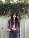 Pure Lust Temperament Thin Knitted Cardigan Girl Autumn Slim Coat Top Babes Broken Flowers Hanging Two Sets