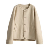 Sensing A Small Fragrant Wind Hair, The Coat Circle Small Gold Buckle Short Coat 2025 Round Neck Autumn And Winter New Gentle Temperament Top
