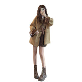 Qaqi Color Long Wind Coat Woman 2025 New Look This Year's Popular Small Han