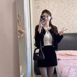 Set Of Women 2025 Spring New Hepburn Small Fragrant Temperament Short Coat High Waist Half Skirt
