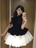 Sweet Ballet Style Dress Velvet Spliced Ponum Princess Dress Girl Summer Waist Thin Sleeveless Vest Dress