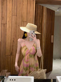 Thailand's Yunnan Xishuangbanna Holiday Style Print Hanging Neck Hanging Dress Women's Island Beach To Take Pictures Of Long Skirts