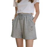 Casual Sports Shorts Female Embroidered Bear 2026 New Summer Student Loose Leisure Pants High Waist Girl Broad Leg Trousers