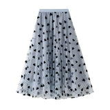 2025 Spring New French Retro High-Waist Love Ponn Net Velvet Half-Body Skirt 1200