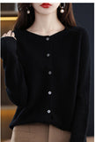 Line Ready-Wear 100% Pure Wool 2026 Autumn And Winter New Women's Short Collar Loose Knitted Cardigan Sweater Jacket