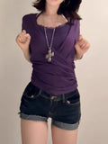 Fat Sister Pure Windy Neck V Neckline V Neck Collar Waist Top Woman Summer New Lace Hanging Neck Sling Folding Suit
