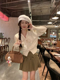 New Year Red Sweet Lace Sweater Coat Women Autumn And Winter Bow Tie With Open Shirt On Top
