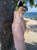 French Sling Skirt Super Fairy Holiday Wearing Skirt Beach Side-Dew Dress Pink High-End Dress Dress Dress Dress Woman