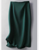 Silk Satin 2026 Spring And Summer Women's New Satin A Skirt Simple Tight Waist-Buffed Fishtail Skirt Half-Body Skirt