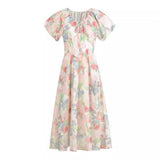 Summer New Clothes Women's Dopamine Tea Break French Orange Tersley Wearing Temperament Pink Short-Sleeved Dress Dress Women