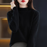 Wool Blending 2026 Autumn And Winter New Women's Half-High Collar Simple And Short-Term Warm Knitted Bottom Sweater