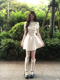 Korean Design-Sensitive White Wave Dot Dress Summer New Fresh Fold Design Slimming Skirt