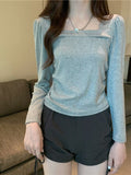 Small Design With Long-Sleeved T-Shirts For Women's Autumn New Retro Collar Blouse Hottie Set-Up Bottom Shirt