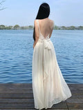 French White Lace Sling Dress Women's Summer Seaside Holiday Huge Good-Looking Temperament