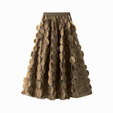 Heavy Industry Three-Dimensional Wave Point Black Mesh Half-Body Dress 2025 New Design Sense Hepburn Style Long Umbrella Skirt 0931