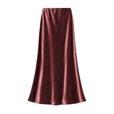 Temperament Pressure Folded Bare-Faced Fishtail Half-Dress Girl Spring Hanging Thin Bag-Butbice Long Dress 9836